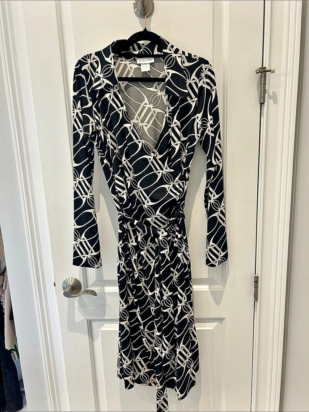 KOKOON Horse Bit Midi Dress in Black & White Size Medium